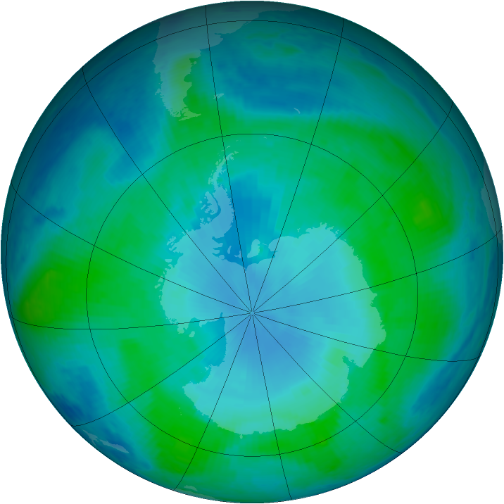 Antarctic ozone map for 30 January 1999